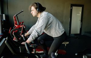 Image, Riding a Stationary Bike to Lose Stomach Fat